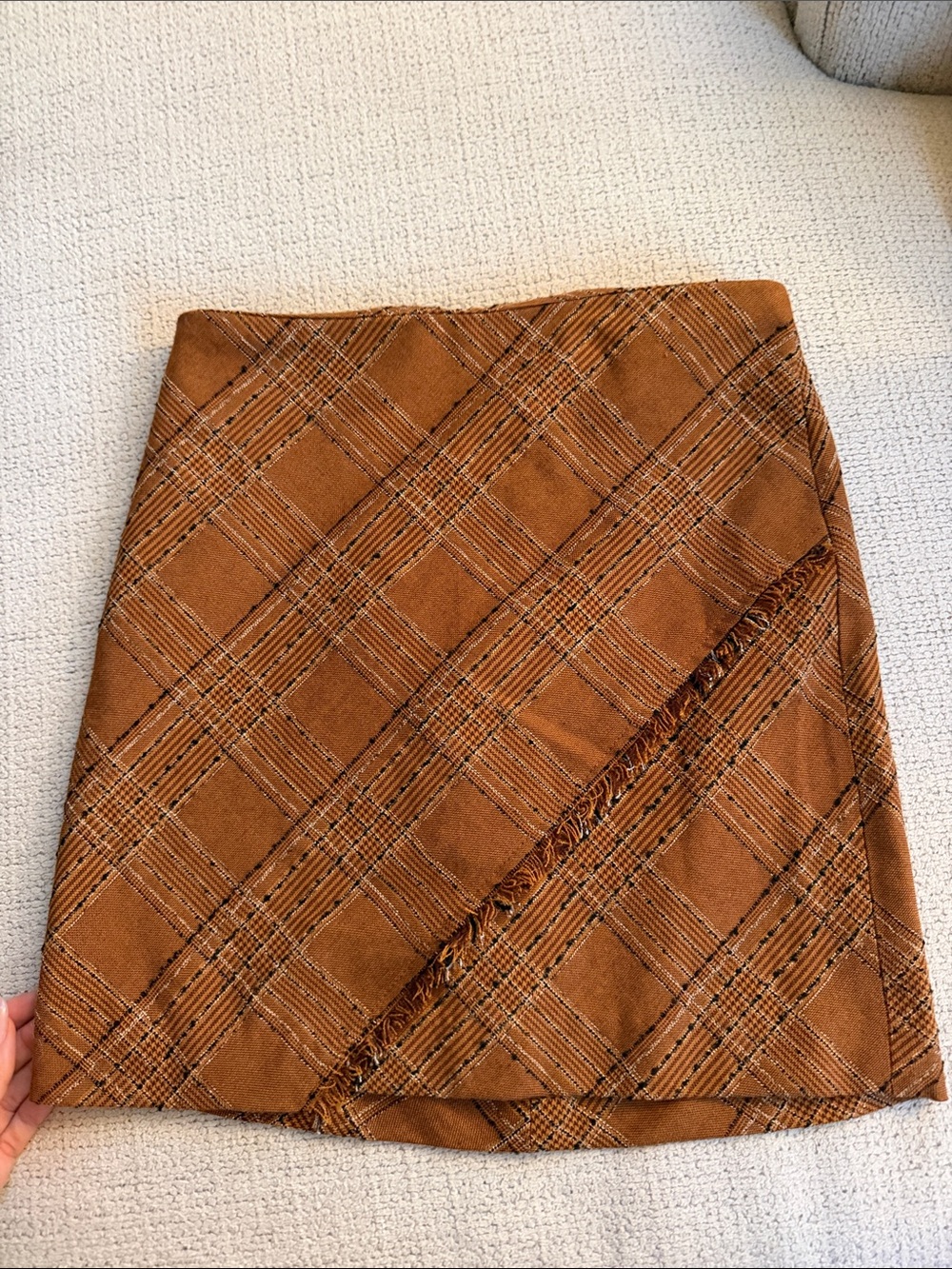 Free People Rust Plaid Wrap-Style Mini Skirt